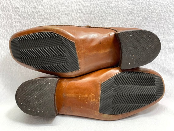 60's Vintage Caramel Brown Leather Shoes mens siz… - image 10