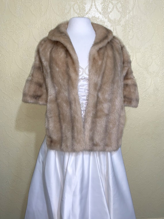 faux Beige Blonde GLENOIT MINK STOLE excellent co… - image 5