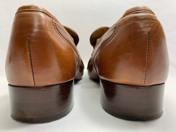 60's Vintage Caramel Brown Leather Shoes mens siz… - image 8