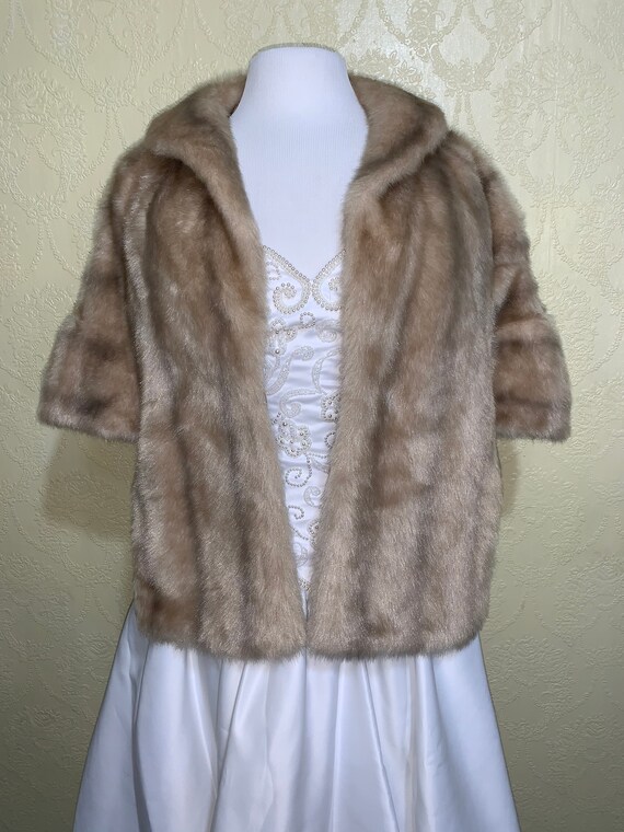 faux Beige Blonde GLENOIT MINK STOLE excellent co… - image 7