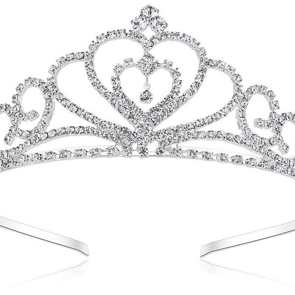 DANCING DIAMOND flower girl Crown princess Heart CROWN bridal crown princess crown with or without tooth comb