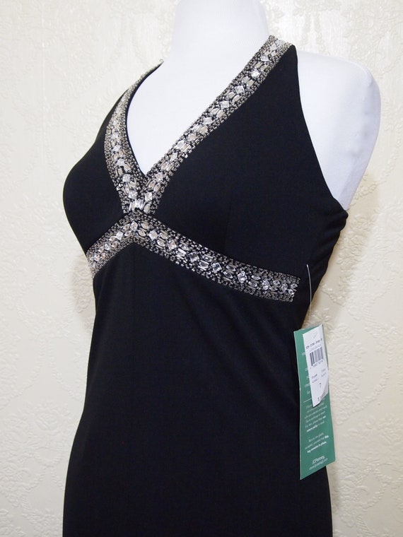 Retro Disco Party dress size 7 long BLACK Jeweled 