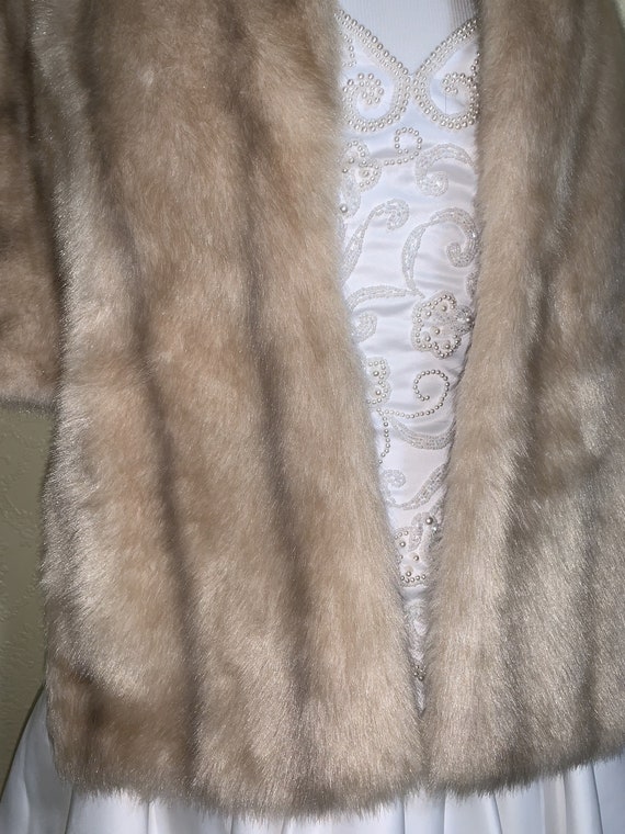 faux Beige Blonde GLENOIT MINK STOLE excellent co… - image 3