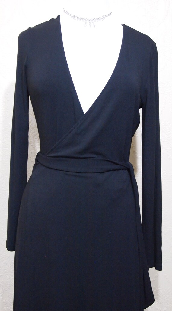 black jersey wrap dress long sleeve