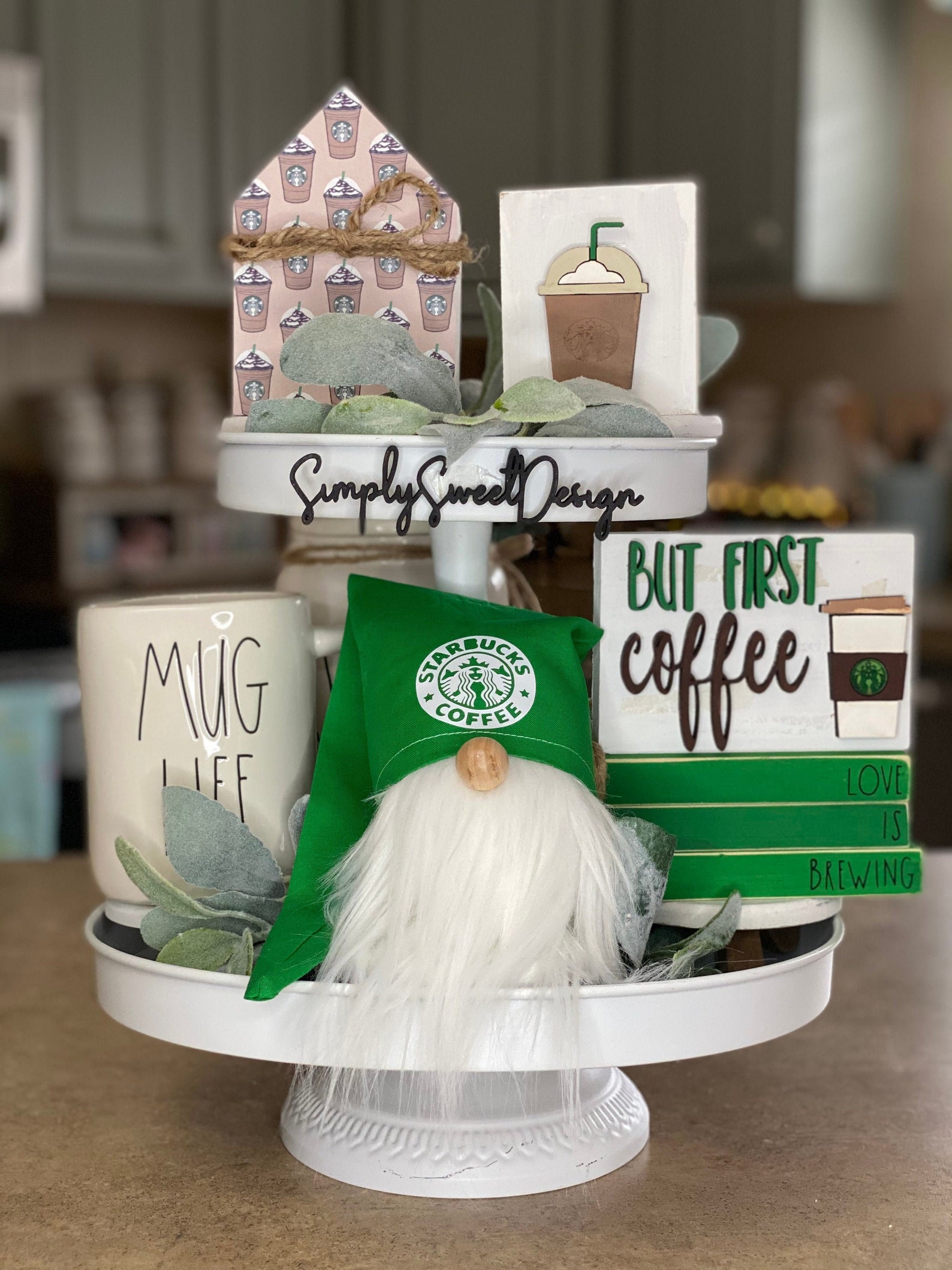 starbucks wooden tray