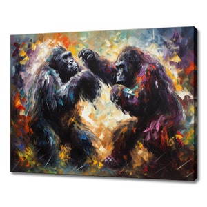 Two Gorillas Canvas Print Painting Picture Wall Hanging Art Home Decor Handmade Gifts Fast Delivery