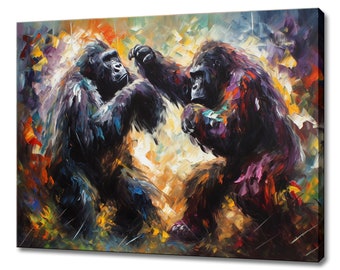 Two Gorillas Canvas Print Painting Picture Wall Hanging Art Home Decor Handmade Gifts Fast Delivery