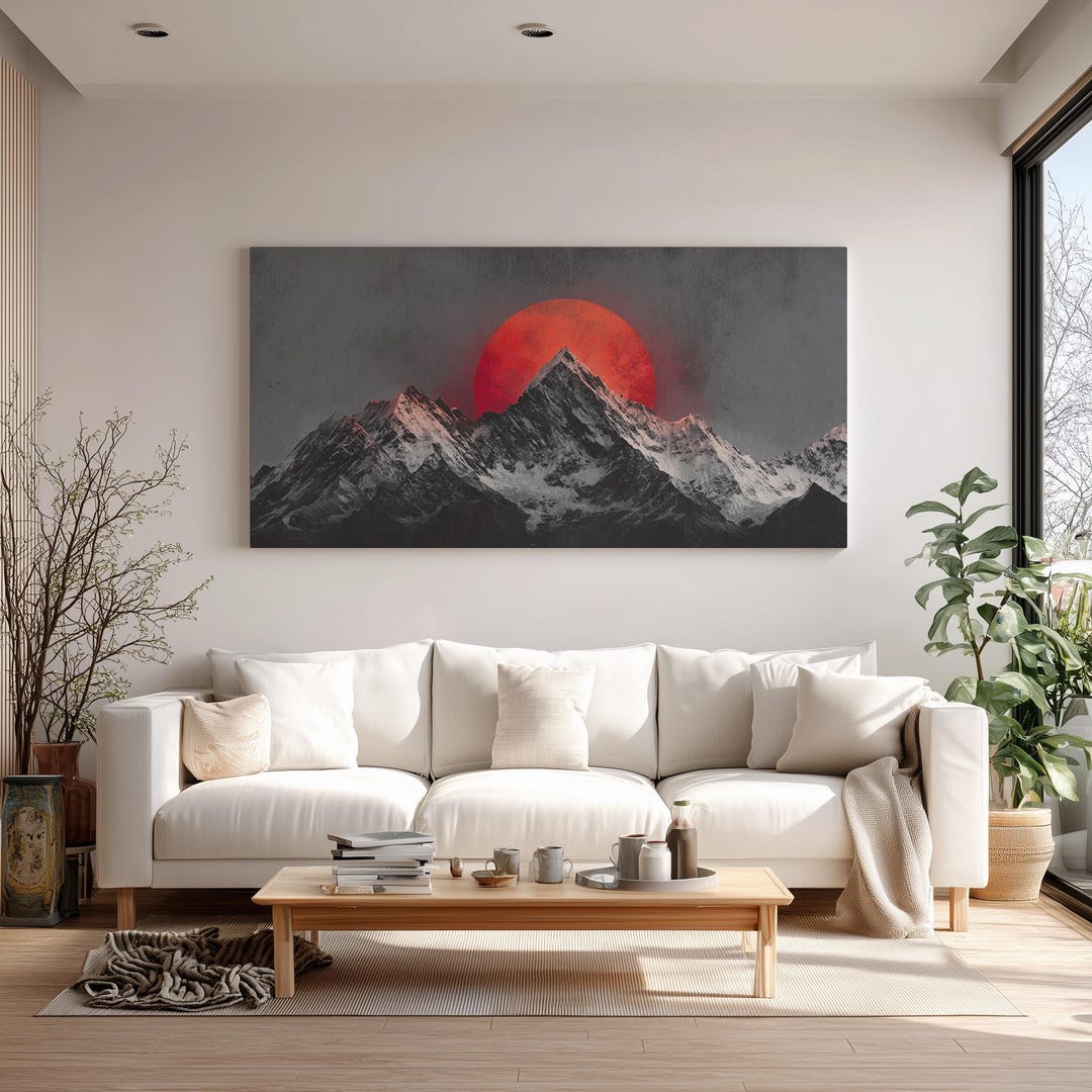 Crimson Sun Mountain Canvas Print Wall Art - Etsy UK