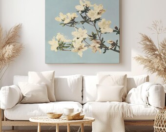 Azalées japonaises vintage, peinture à l'huile, impression sur toile, art mural - Reproduction de décoration d'intérieur classique