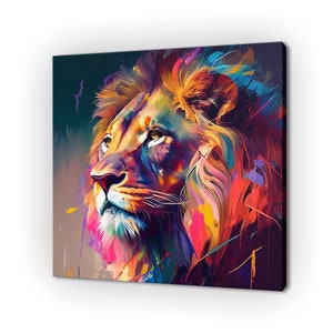 Abstract Lion Colourful Canvas Art Print Picture Wall Hanging Handmade Home Decor Customised Gifts Wall Art Fast Free UK Delivery