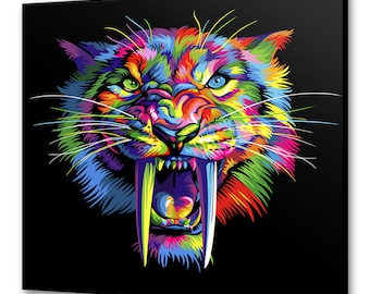 Siberian Tiger Wall Art Canvas Print Home Decor Colourful Animals Handmade Wall Hangings Customised Gifts Free Fast UK Delivery
