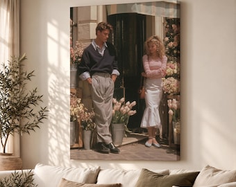 Romantic Cinematic Portrait Canvas Print, Soft Moody Figurative Wall Art