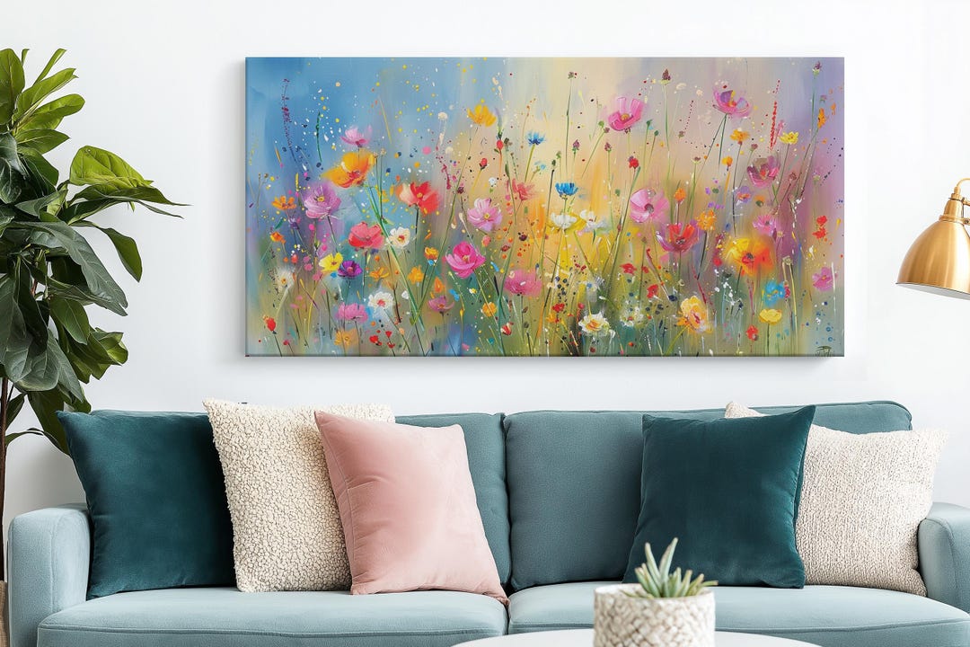 Wildflowers Canvas Print Wall Art, Colorful Floral Home Decor, Nature ...