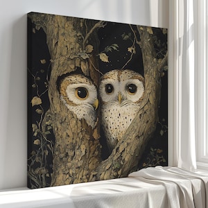 Niedliche Eulen Leinwanddruck - Wandkunst für Eulenliebhaber, Wohnkultur, Kinderzimmer, Geschenkidee, niedliches Tierdekor