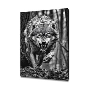 Prachtige kunstafdruk grijze wolf canvasafdruk muurkunst woondecoratie handgemaakte geschenken Hoge kwaliteit muur hangende foto&#39;s Verschillende maten beschikbaar