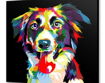 Border Collie Dog Wall Art Dog Canvas Print Dog Custom Art Wall Hanging Handmade Art Print Home Decor Gifts Fast Free UK Delivery