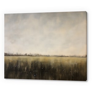 Vintage Country Grass Fields Landscape, Antique Countryside Print, Moody Painting Canvas Print, Living Room Wall Art, Farmhouse Decor Art