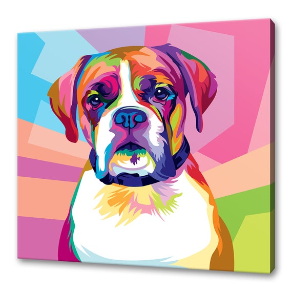 Boxer Dog Colourful Canvas Picture Print Wall Art Home Decor | Etsy UK
