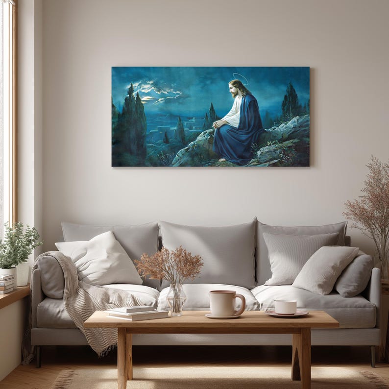 Jesus in the Gethsemane Garden, Christian Canvas Wall Art Print ...