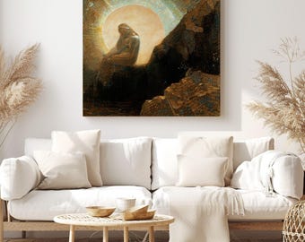 Mélancolie (1876) par Odilon Redon, peinture à l'huile vintage impression sur toile art mural - reproduction de décoration d'intérieur classique
