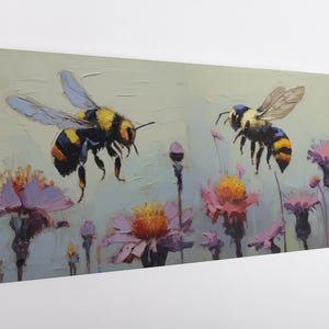 Wildflowers and Bees Canvas Wall Art – Rustic Floral Nature Print for Cottagecore, Garden, or Country Home Decor