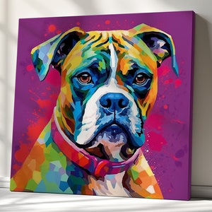 Boxer Canvas Print, Dogs Wall Art, Dog Lovers Gift, Contemporary Wall Hanging, Handmade Art Print, Fast Turnaround