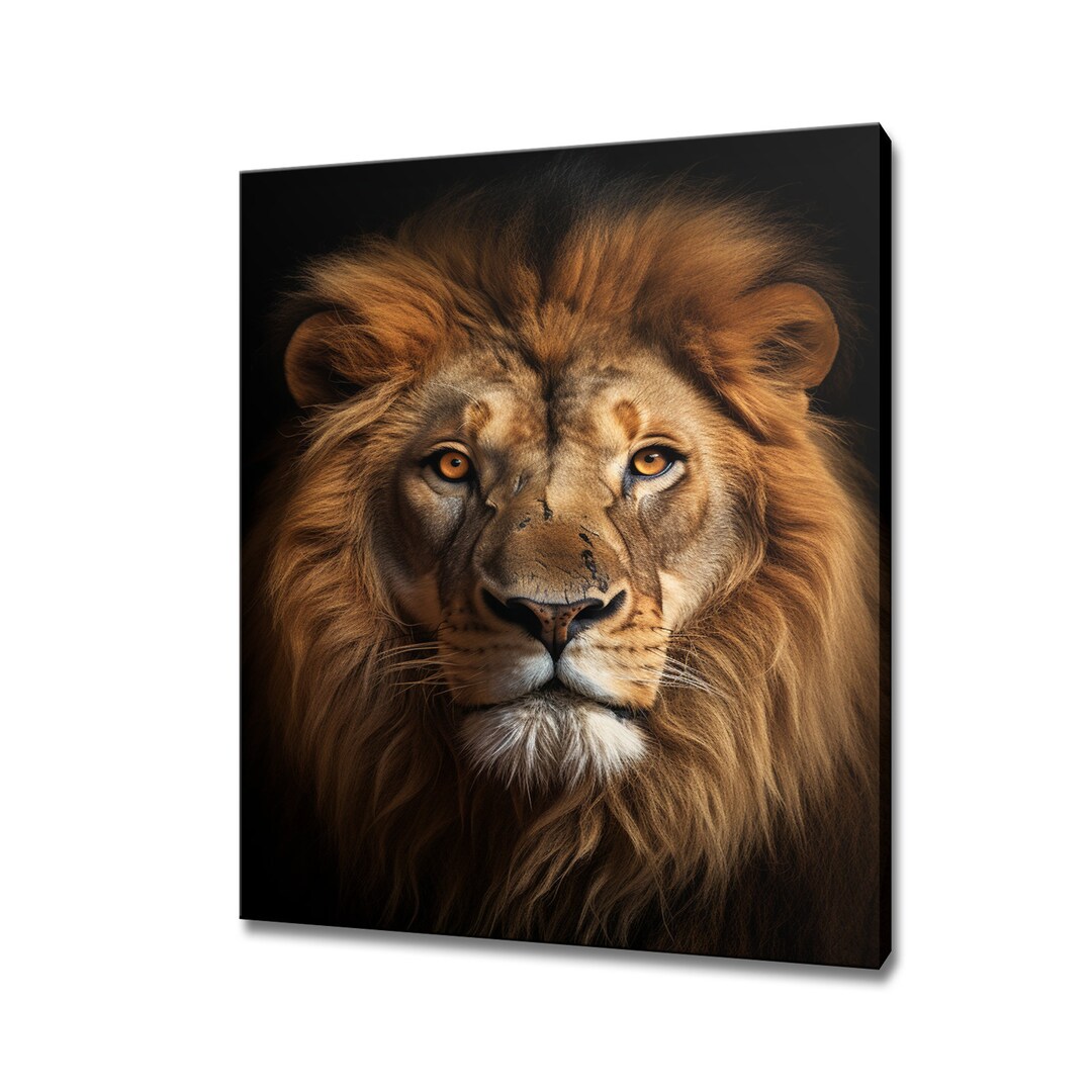 Lion Animal Canvas Print Lion Wild Cat Wall Art Portrait Etsy