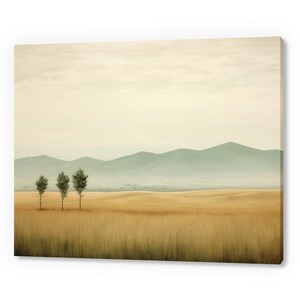 Vintage Country Fields Landscape, Antique Countryside Print, Moody Painting Canvas Print, Living Room Wall Art, Farmhouse Decor Art