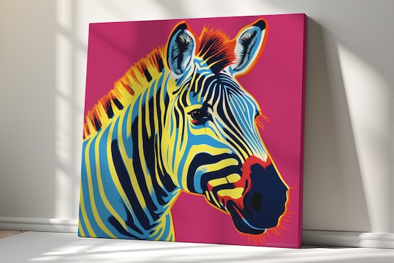 Zebra Pop Art Canvas Print – Colorful Warhol-style Endangered