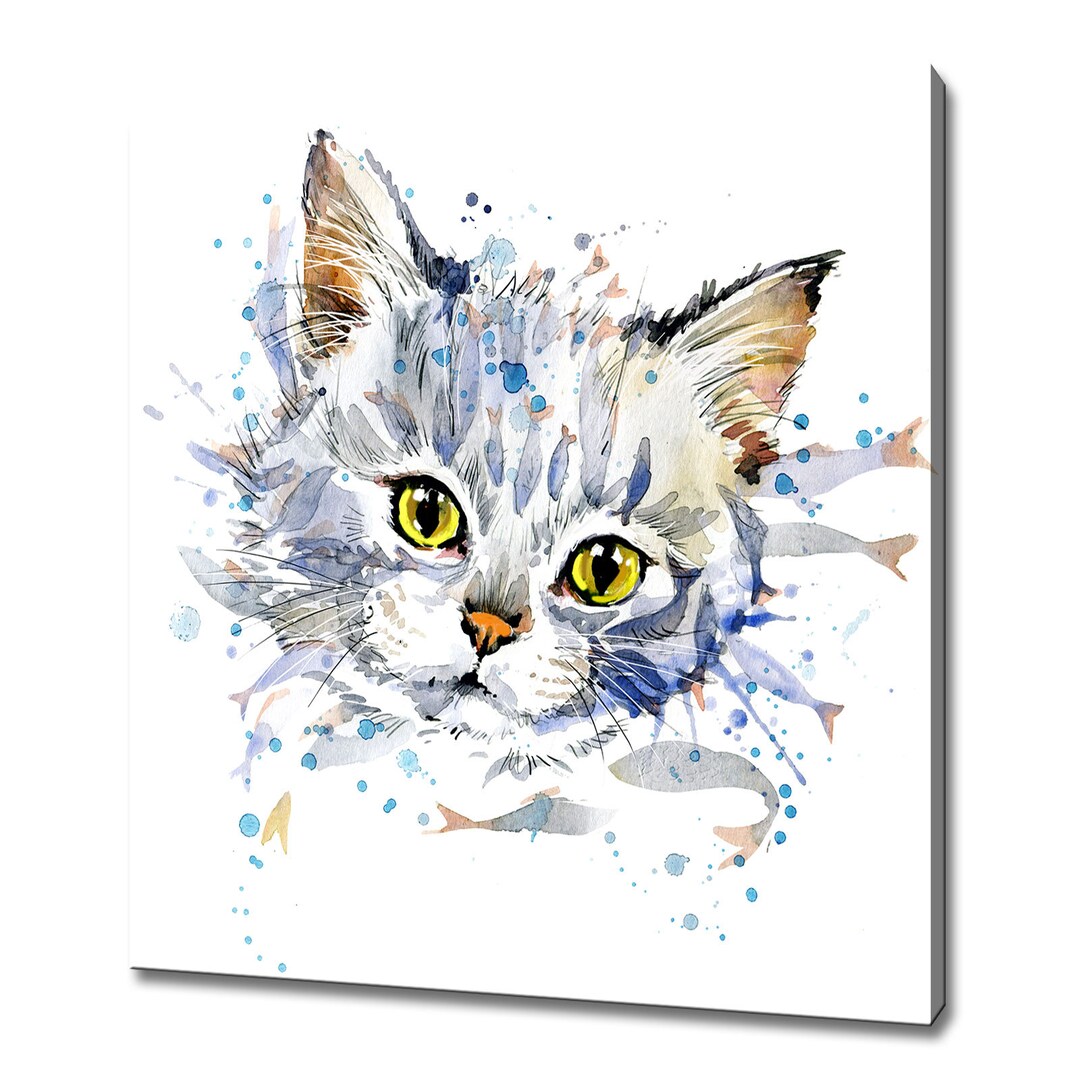 Katze Wand Kunst Katze Leinwand Druck Wandbehänge Handgemacht Wohndekor