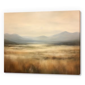 Vintage Country Mountains Landscape, Antique Countryside Print, Moody Painting Canvas Print, Living Room Wall Art, Farmhouse Decor Art