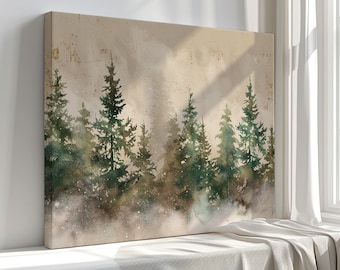 Pine Forest Canvas Print, Large Forest Wall Art, Home Decor for Home or Office, Handmade to Order, Gift for Art Lovers