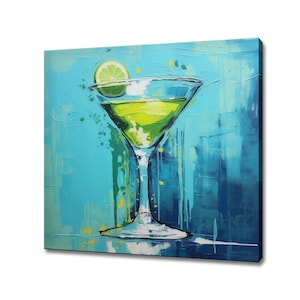 Margarita Glass Cocktail Canvas Print, Drinks Kitchen Wall, Bar Restaurant Wall Decor, Alcoholic Drinks Print, Classic Cocktails Mixology