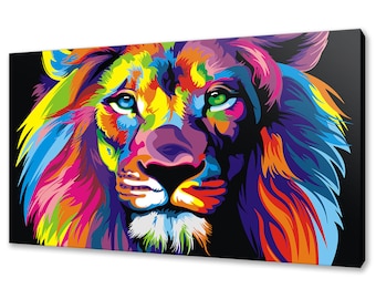 Lion Wall Art Lion Canvas Print Lion Custom Art Wall Hanging Handmade Animals Art Print Home Decor Gifts Fast Free UK Delivery