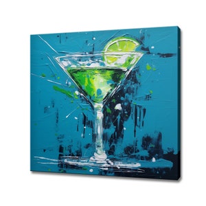 Margarita Lime Cocktail Glass Canvas Print Art, Drinks Kitchen Wall, Bar Restaurant Wall Decor, Alcoholic Drinks Print, Cocktails Mixology