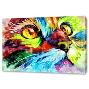 Cat Wall Art Canvas Print Home Decor Animals Handmade Wall Hangings Customised Gifts Fast Free UK Delivery