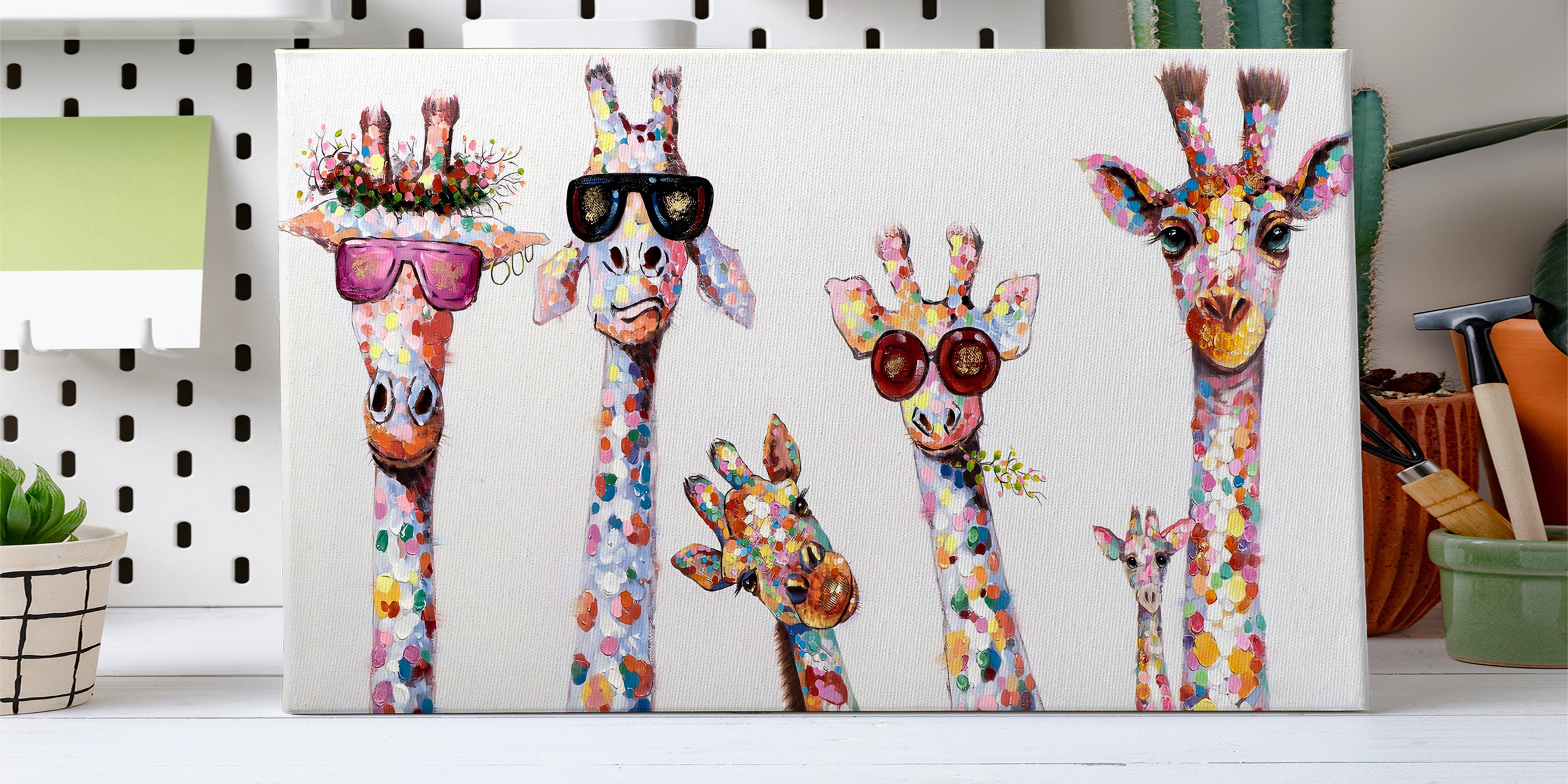 Funky Giraffes Wall Art Canvas Print Picture Home Decor Etsy UK
