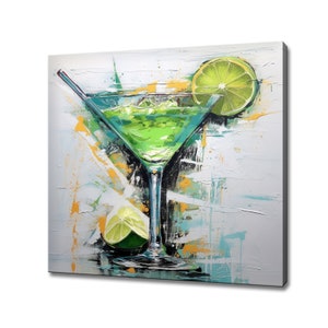 Cocktail Glass Of Margarita Canvas Print, Drinks Kitchen Wall, Bar Restaurant Wall Decor, Alcoholic Drinks Print, Classic Cocktails Mixology