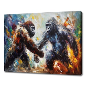 Two Gorillas Canvas Print Painting Picture Wall Hanging Art Home Decor Handmade Gifts Fast Delivery