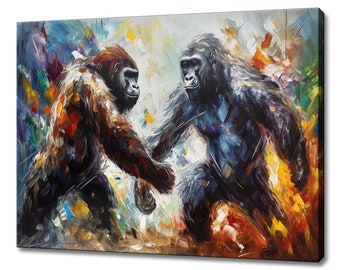 Two Gorillas Canvas Print Painting Picture Wall Hanging Art Home Decor Handmade Gifts Fast Delivery