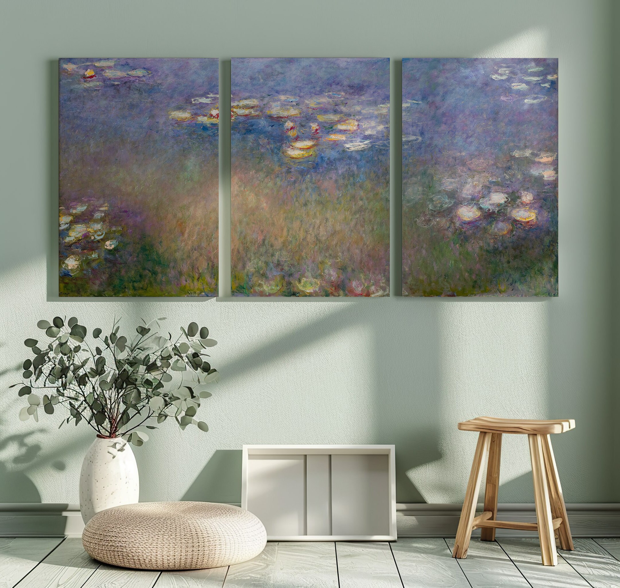 Water Lilies Claude Monet Canvas Print, Set of Three Wall Art ...