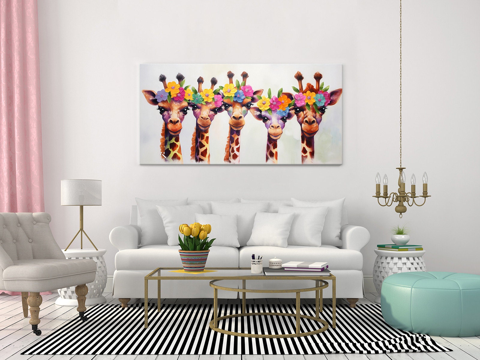 Funky Giraffes Wall Art Canvas Print Picture Home Decor Animals ...