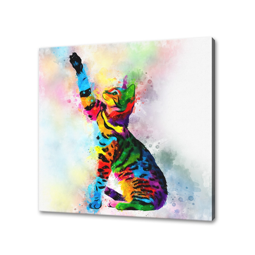 Cat Wall Art Cat Canvas Print Wall Hangings Handmade Home Decor