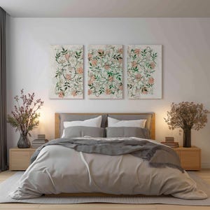 Floral Pattern by William Morris, Three Panel Canvas Wall Art Set – Modern Triptych Print on Canvas – Gallery Wrapped & Ready to Hang