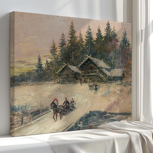 Winter Scene Canvas Print - Cosy Snowy Landscape Wall Art, Perfect Holiday Home Decor & Gift Idea for Winter Lovers
