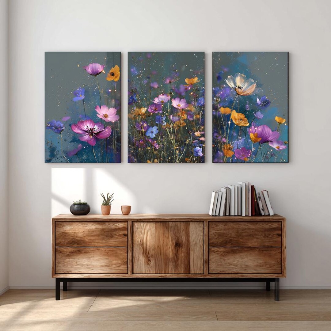 Sparkling Wildflower Meadow Canvas Print – Dreamy Floral Wall Art - Etsy