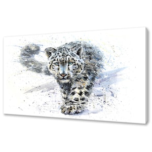 Snow Leopard Wall Art Canvas Print Custom Made Wall Hangings Handmade Gifts Animal Prints Free Fast UK Delivery