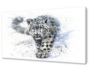 Snow Leopard Wall Art Canvas Print Custom Made Wall Hangings Handmade Gifts Animal Prints Free Fast UK Delivery