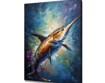 Portrait of a Swordfish Canvas Print Picture Wall Hanging Handmade Art Print Home Decor Gifts Fast Free UK Delivery