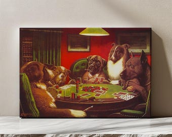 Tapisserie Vintage – Chiens Jouant Au Poker – 68x48 Pouces – Fabriquée En Italie